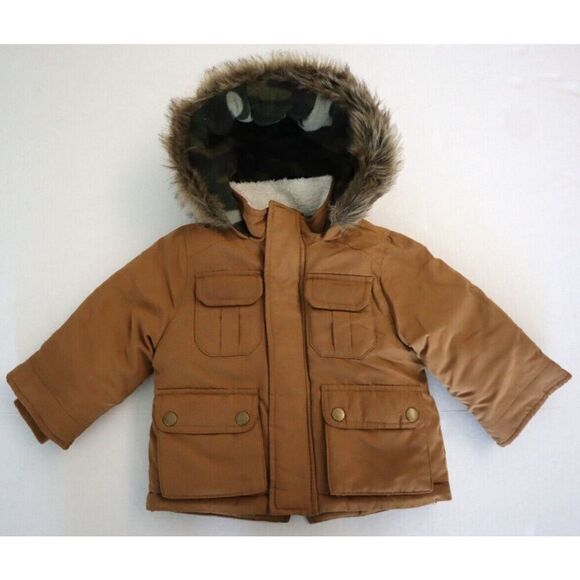 Carter's C2206168 Baby Boys' Sz 12M Camel Brown Heavyweight Adventure Parka Coat - Picture 1 of 12